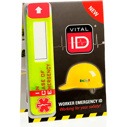 Vital ID Worker Emergency ID Tag w/ Data-Window 3" x 2-1/2", Fits to Hard Hat, Reflective, 25/PK