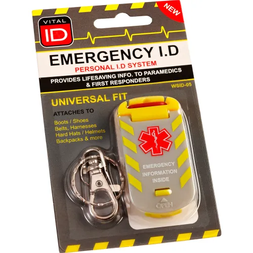 Vital ID Universal-Fit Worker Emergency ID Tag 2-3/4" x 3", Shock-Cord Fitting, Waterproof, 10/Pack