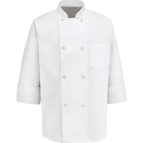 White double-breasted chef jacket with pocket
