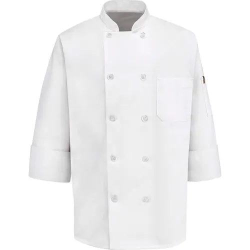 White short-sleeve double-breasted chef jacket