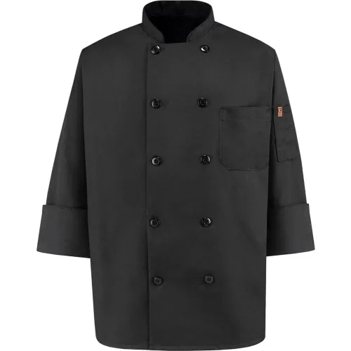 Black double-breasted chef jacket with pockets