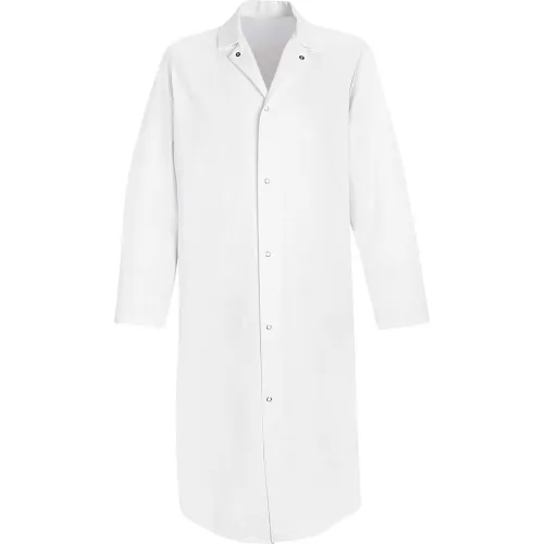 Red Kap Gripper-Front Butcher Frock W/o Pockets, White, Polyester/Cotton Twill, 4XL