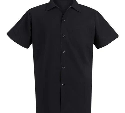 Chef Designs Spun Polyester Long Cook Shirt, Black, Spun Polyester, 4XL