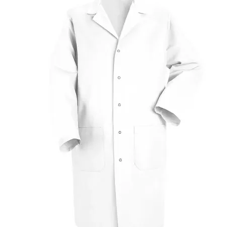 Long white lab coat with front pockets