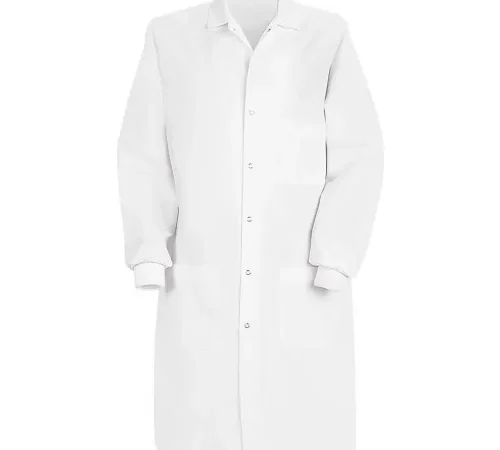 Long white lab coat with front pockets