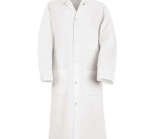 Red Kap Gripper-Front Butcher Coat W/Exterior Top Pocket, Spun Polyester, White, S