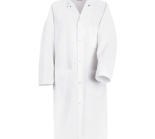 Red Kap Gripper-Front Butcher Coat W/Interior Top Pocket, Spun Polyester, White, 5XL