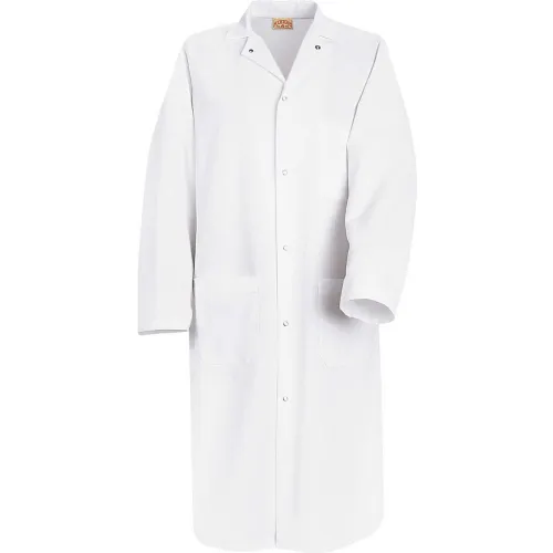 Red Kap Gripper-Front Butcher Coat W/Interior Top Pocket, Spun Polyester, White, 5XL
