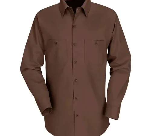 Red Kap® Men's Industrial Work Shirt Long Sleeve Chocolate Brown Long-L SP14
