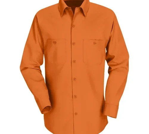 Red Kap® Men's Industrial Work Shirt Long Sleeve Orange Regular-XL SP14