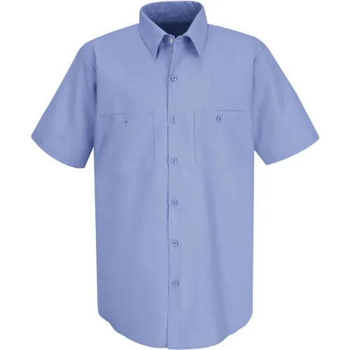 Red Kap® Men's Industrial Work Shirt Short Sleeve Light Blue L SP24