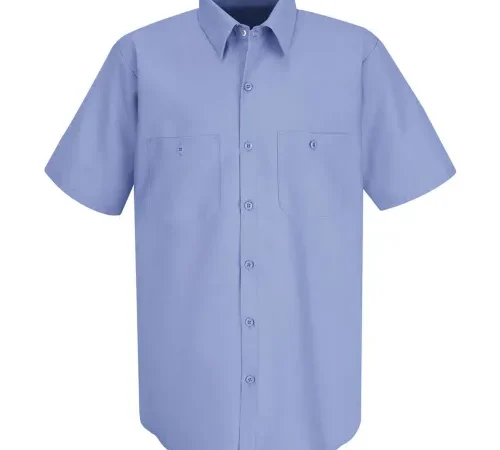 Red Kap® Men's Industrial Work Shirt Short Sleeve Light Blue L SP24