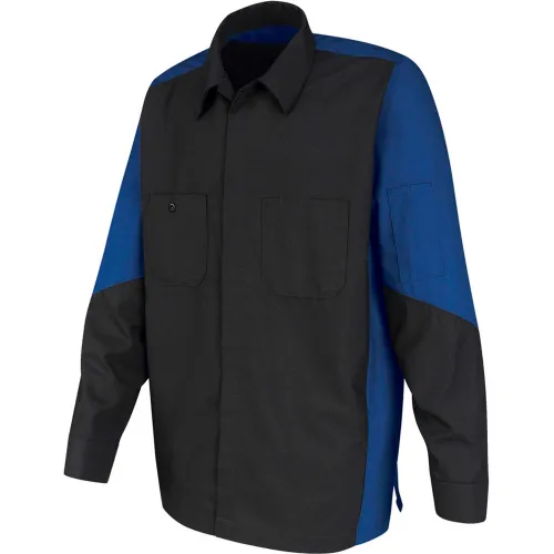 Red Kap® Men's Crew Shirt Long Sleeve Regular-S Charcoal/Royal Blue SY10