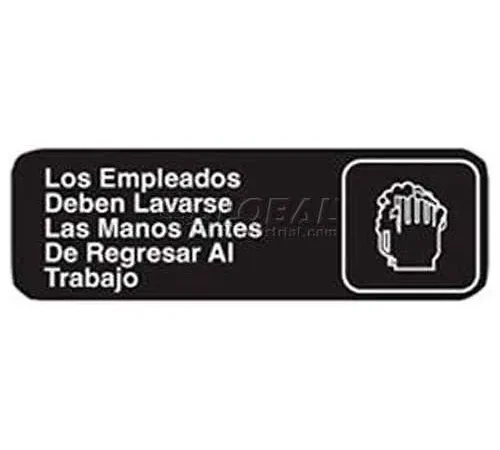 Vollrath Employees Must Wash Hands Before Returning To Work, 4531, Sign, 3" X 9"