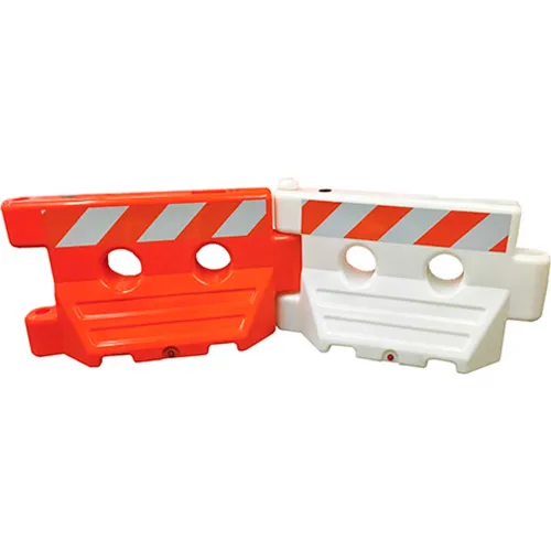 Orange and white plastic traffic barriers