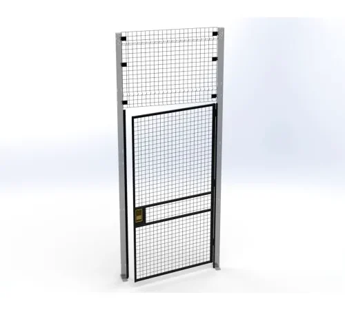 Steel mesh security cage door with lock