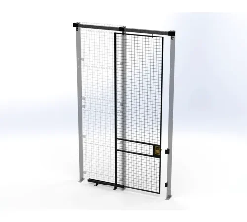Industrial sliding wire mesh safety gate