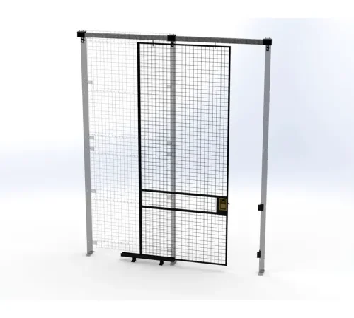 Industrial wire mesh security gate with sliding door