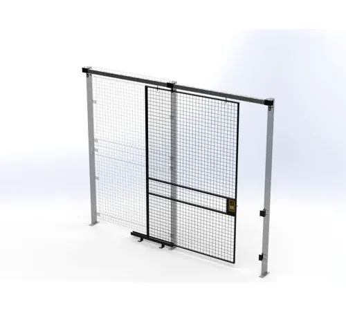 Industrial sliding wire mesh safety gate