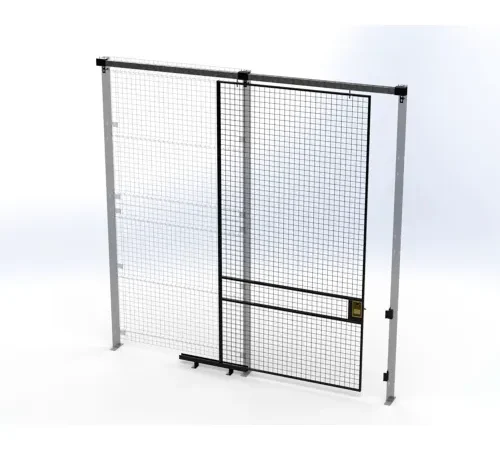 Industrial sliding wire mesh safety gate