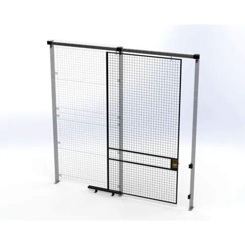 Industrial sliding wire mesh safety gate