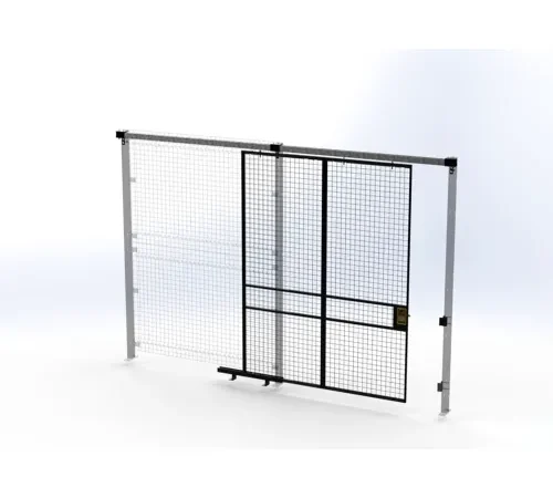 Industrial mesh sliding safety gate