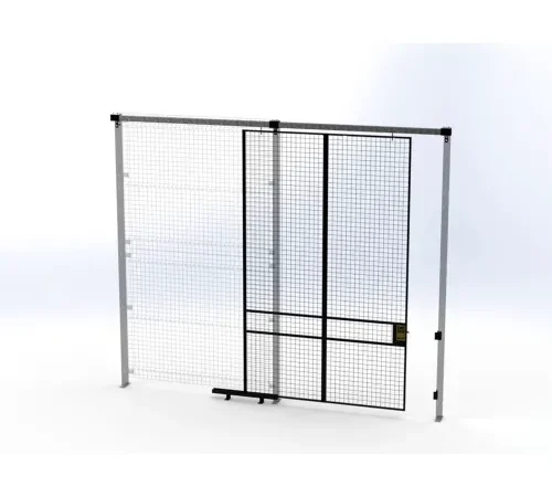 Industrial safety wire mesh partition with sliding door