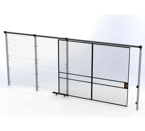 Sliding wire mesh security gate on track
