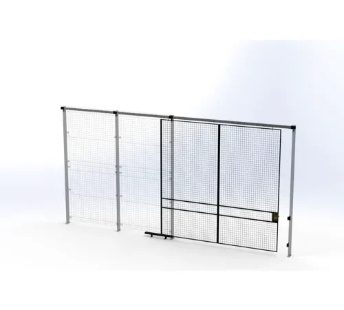 Industrial wire mesh partition with sliding gate