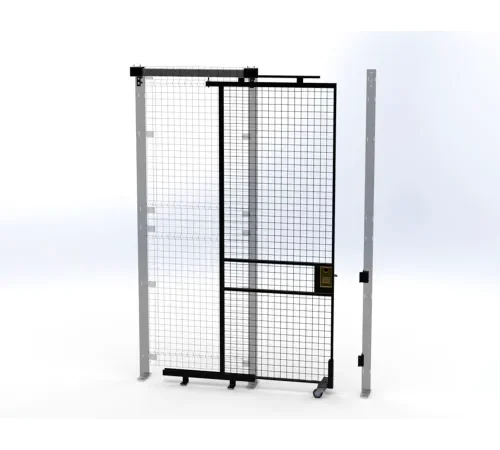 Industrial wire mesh sliding safety gate