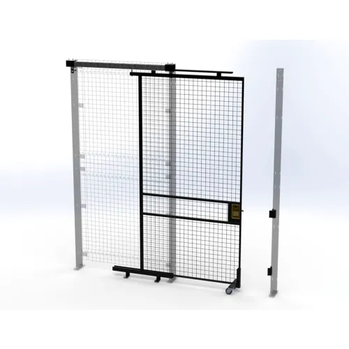 Industrial sliding mesh security gate with posts