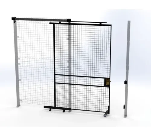 Sliding wire mesh industrial safety gate
