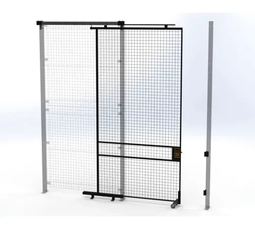 Sliding wire mesh security gate with latch