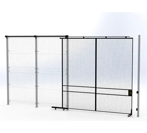 Industrial sliding wire mesh security fence gate