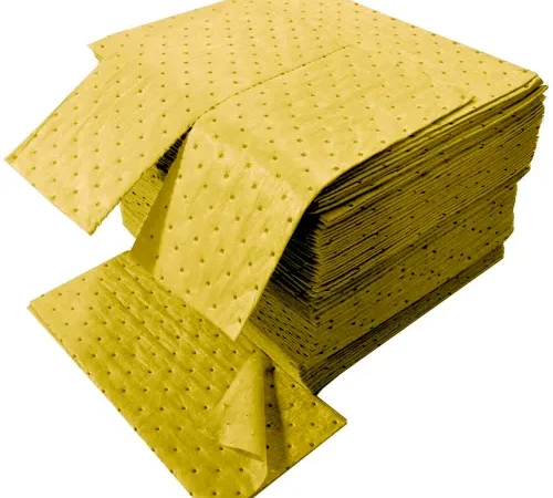 Spilfyter? Hazmat Two-Ply Laminated Pad, Premium Weight, 16"W x 18"L, Yellow, 100/Pack
