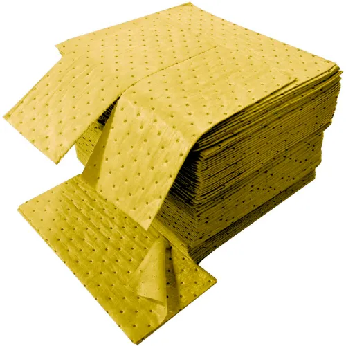 Spilfyter Hazmat Two-Ply Laminated Pad, Premium Weight, 16"W x 18"L, Yellow, 100/Pack