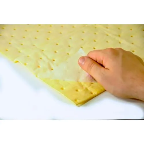 Spilfyter Hazmat Two-Ply Laminated Pad, Premium Weight, 16"W x 18"L, Yellow, 100/Pack - Image 2