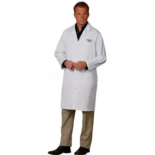 Person wearing white lab coat standing