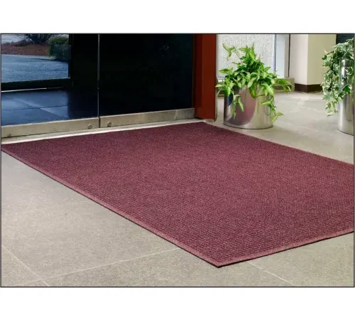 WaterHog® Squares Entrance Mat Fashion Border 3/8" Thick 3' x 5' Burgundy