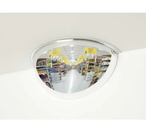 Half Dome Steel Mirror, Indoor, 12" Dia., 180 Viewing Angle