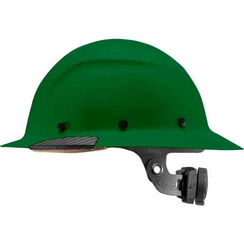 Green hard hat with adjustable suspension
