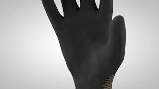 Black glove with yellow patterned cuff