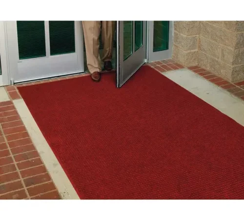 WaterHog® Squares Entrance Mat Fashion Border 3/8" Thick 4' x 10' Red/Black